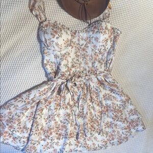 Altar'd State Brown Tan Pleated Tiered Sundress